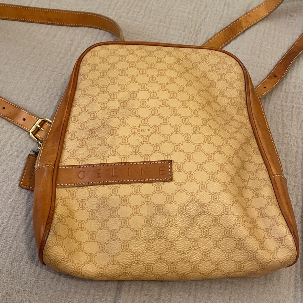 Celine Vintage Tan Backpack Elegant and Functional - Picture 5 of 13